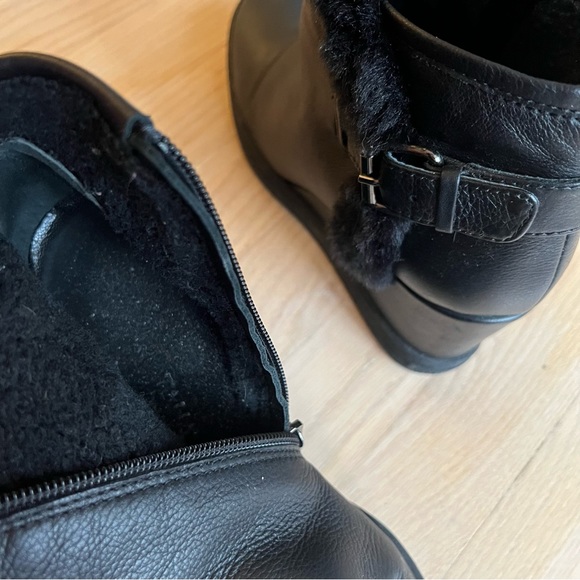 LAST CHANCE❗️Chic Ankle Winter Wedge Boot - Leather & faux shearling - Picture 2 of 8